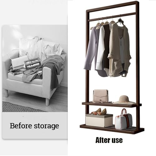 Solid Wood Coat Stand with Storage Shelves N429
