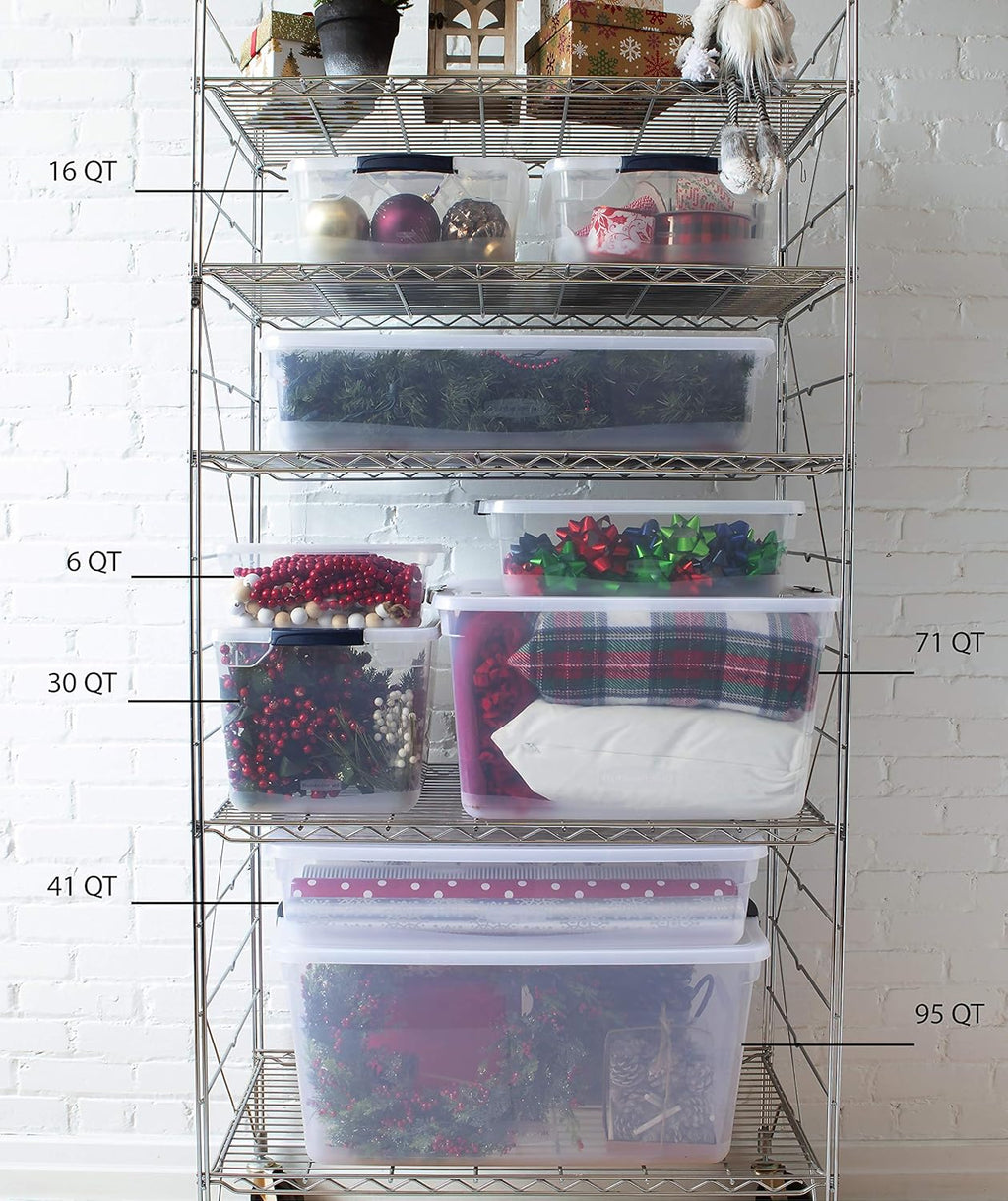 95 Quart Clear Stackable Containers with Latching Lids, 4 Pack M2439