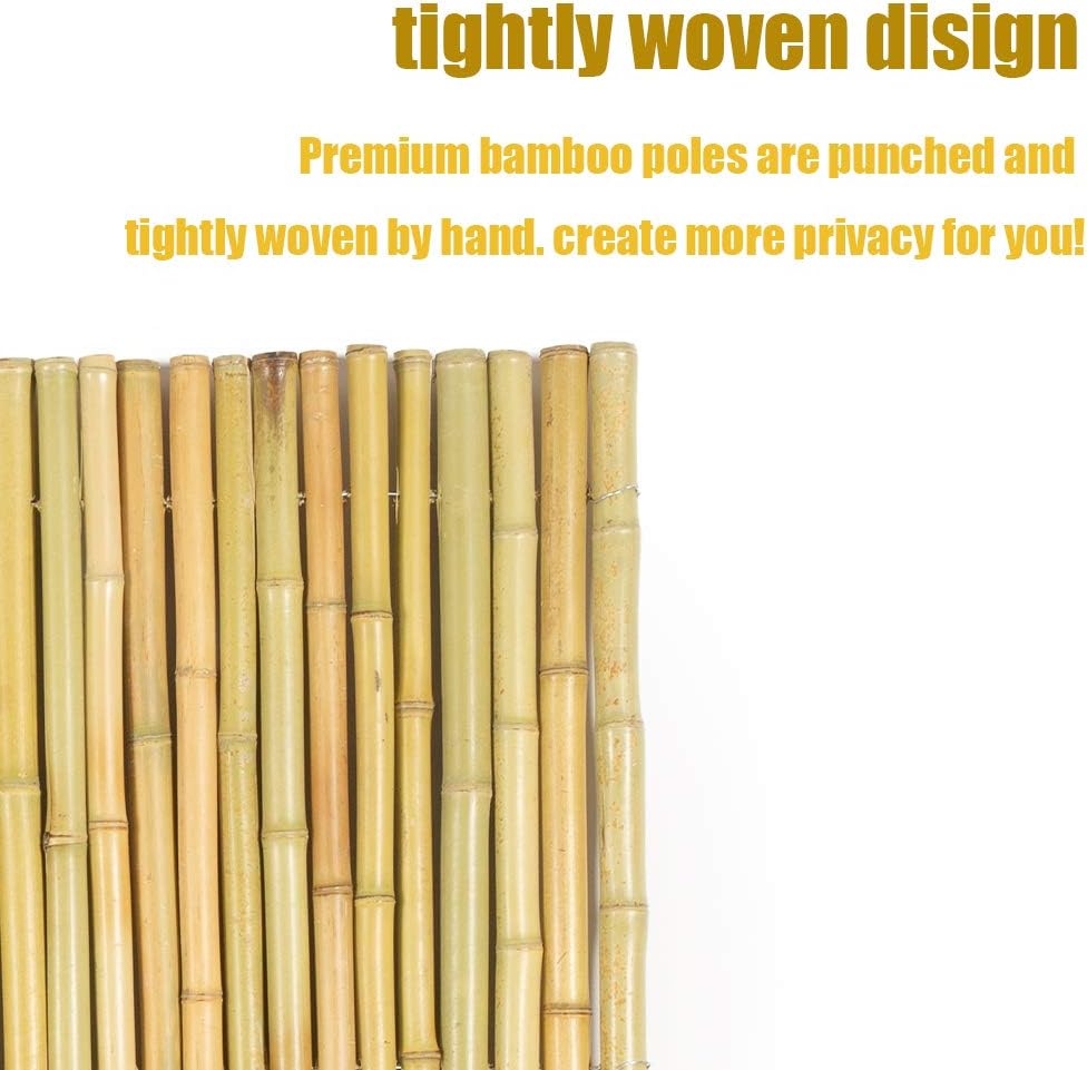 Natural Rolled Bamboo Fence, 0.7 in D x 4 feet High x 6 feet Long B19030