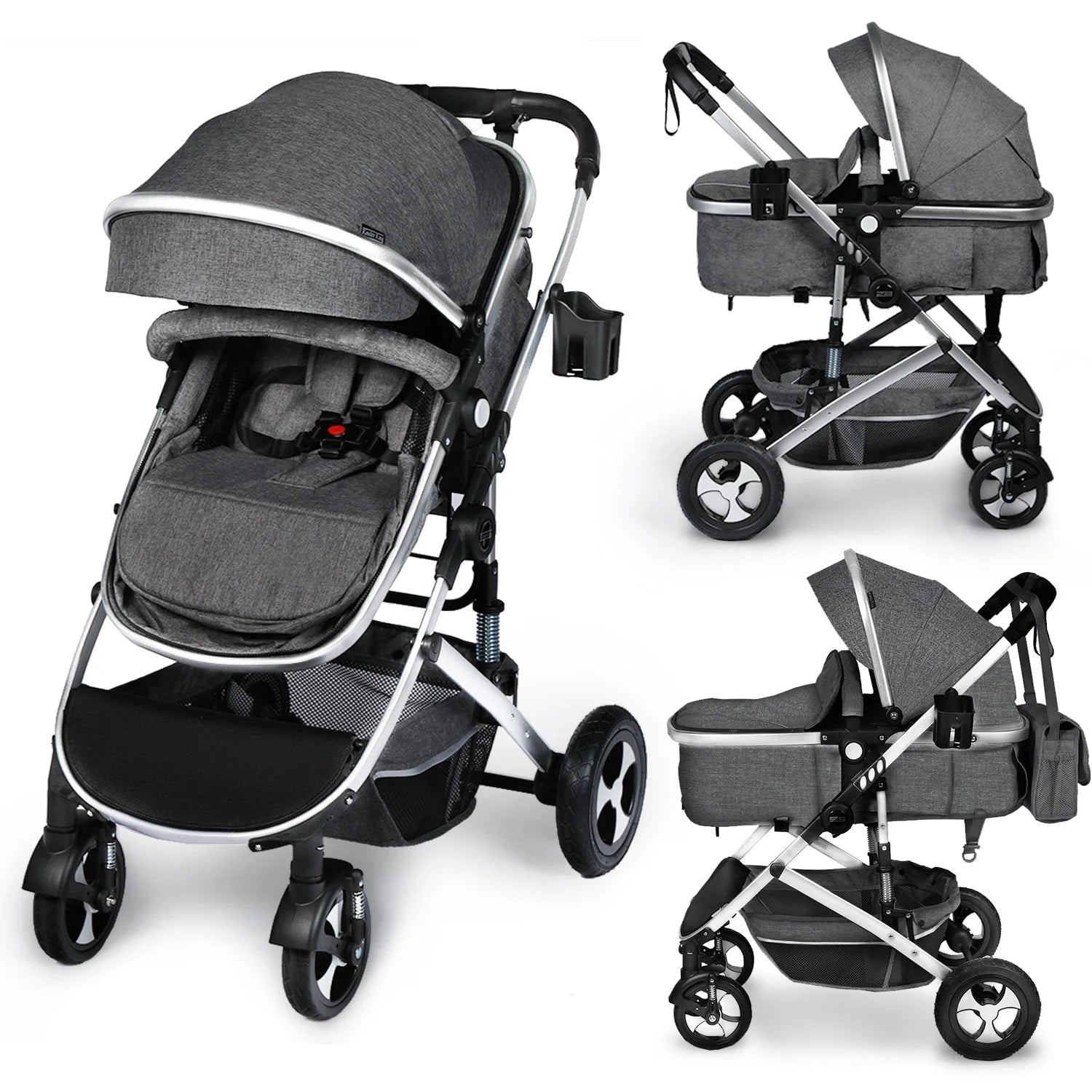2 in 1 Convertible Baby Stroller, Dark Grey F845798