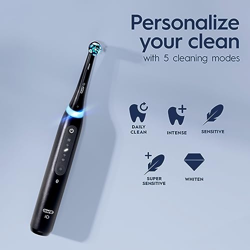 White Rechargeable Electric Toothbrush with Pressure Sensor, 5 Cleaning Settings, Travel Case C33566