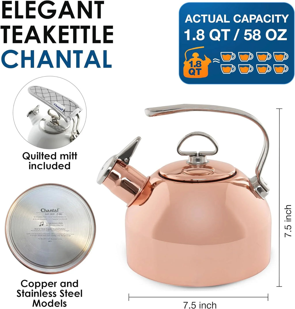 1.8 QT Food Grade Pure Copper Teakettle M217