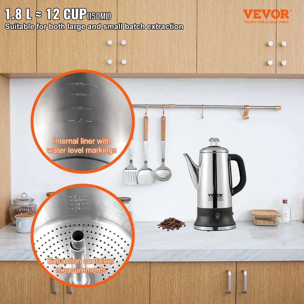 12-Cup Stainless Steel Electric Coffee Percolator F861295