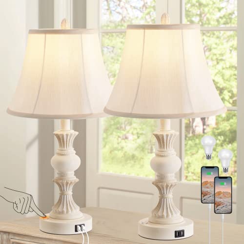 Bronze Table Lamp Set of 2 with Faux Silk Shade O238