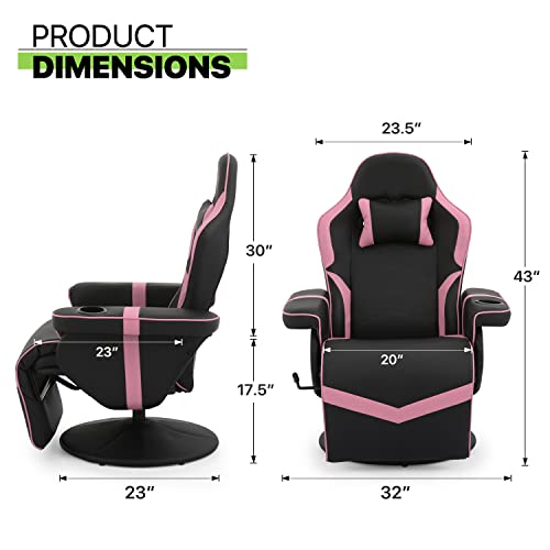 Grey PU Leather Swivel Gaming Recliner Chair with Adjustable Backrest Y167