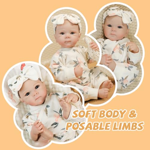 20Inch Soft Vinyl Poseable Reborn Baby Doll with Doll Accessories and Gift Box J24007