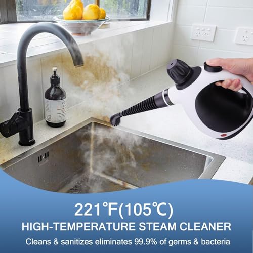 White Handheld Steam Cleaner with 10 Accessory Kit C207