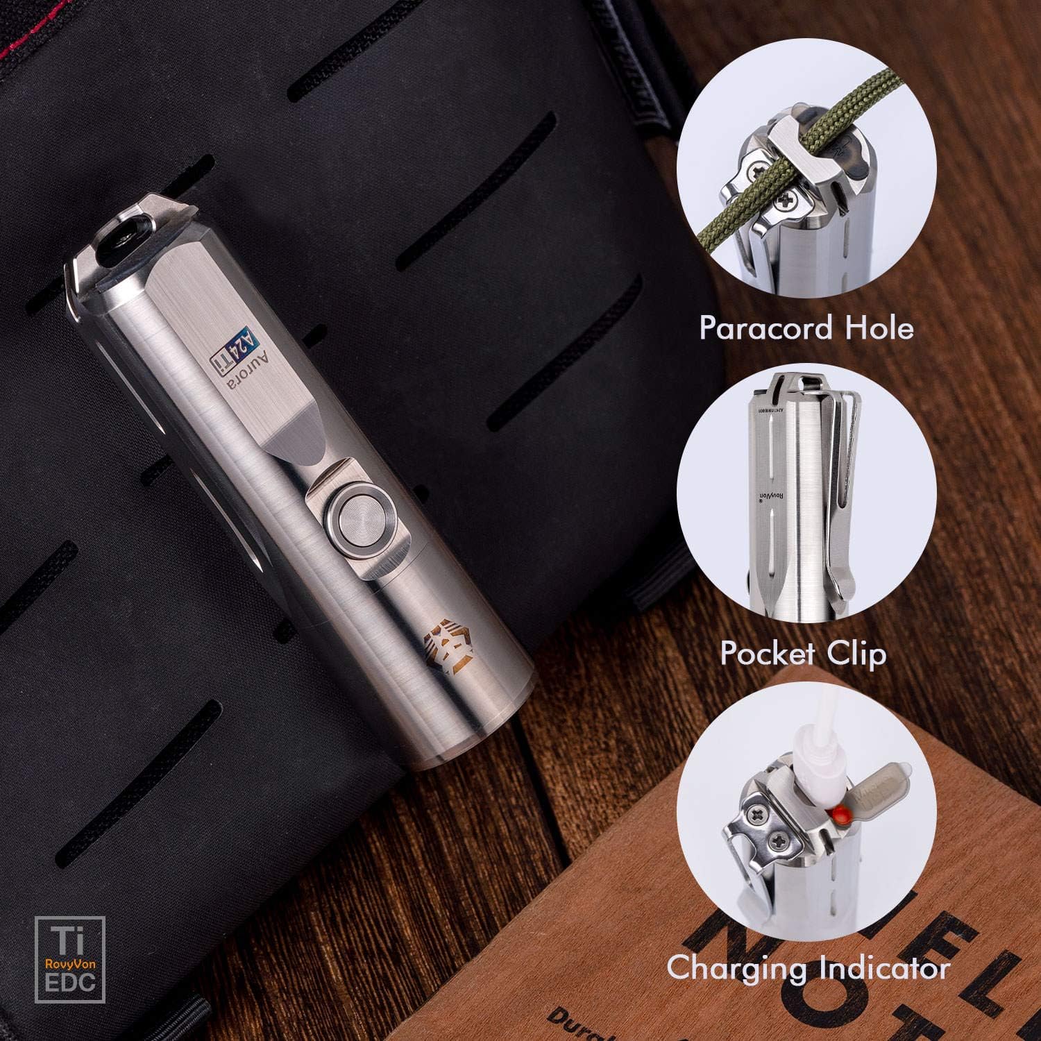 Titanium LED Flashlight, 1000 Lumen, Rechargeable Keychain Flashlight with Replaceable Batteries J599864