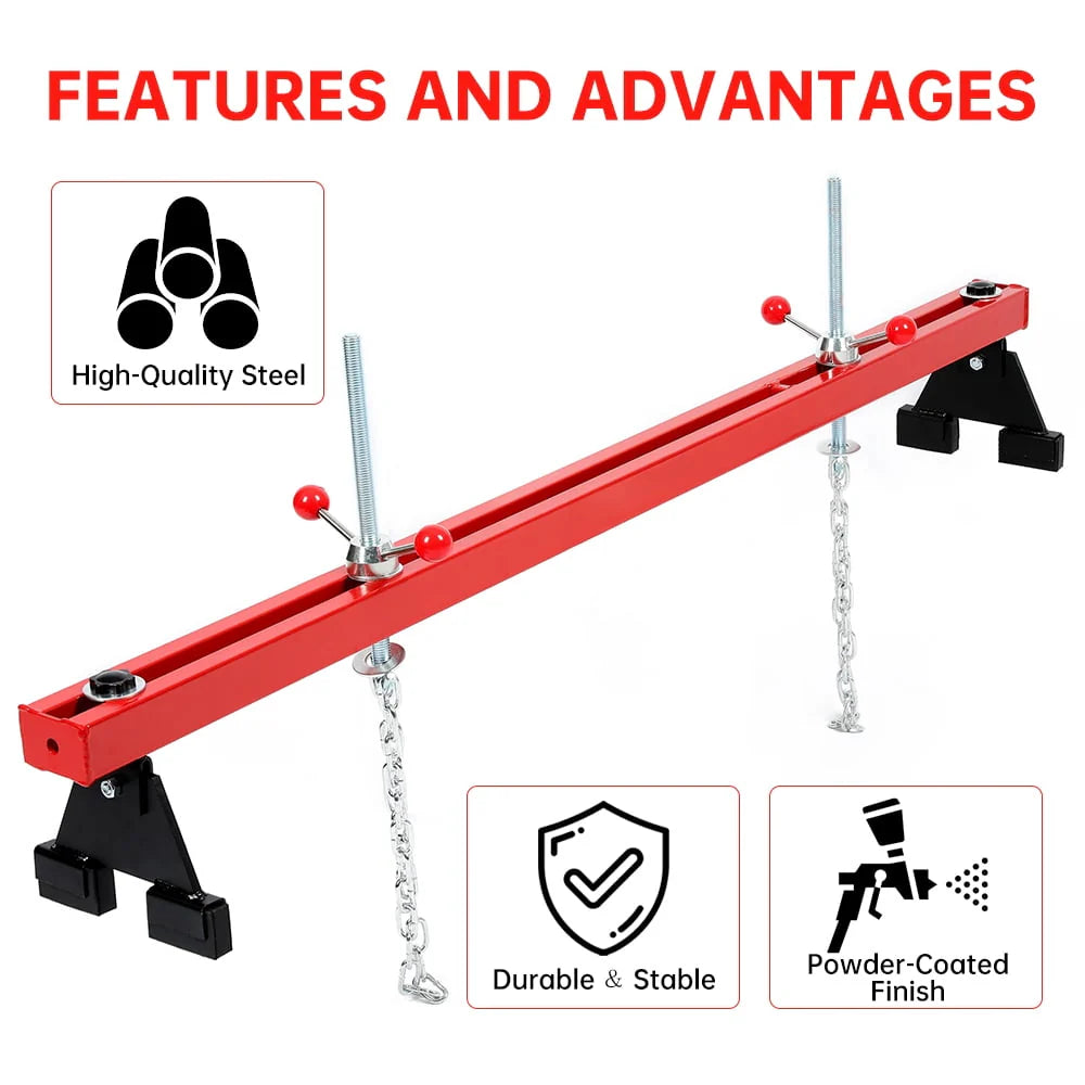 1100 Lbs Transverse Engine Support Bar with 2 Points Lift Holder and Dual Hooks Y945959