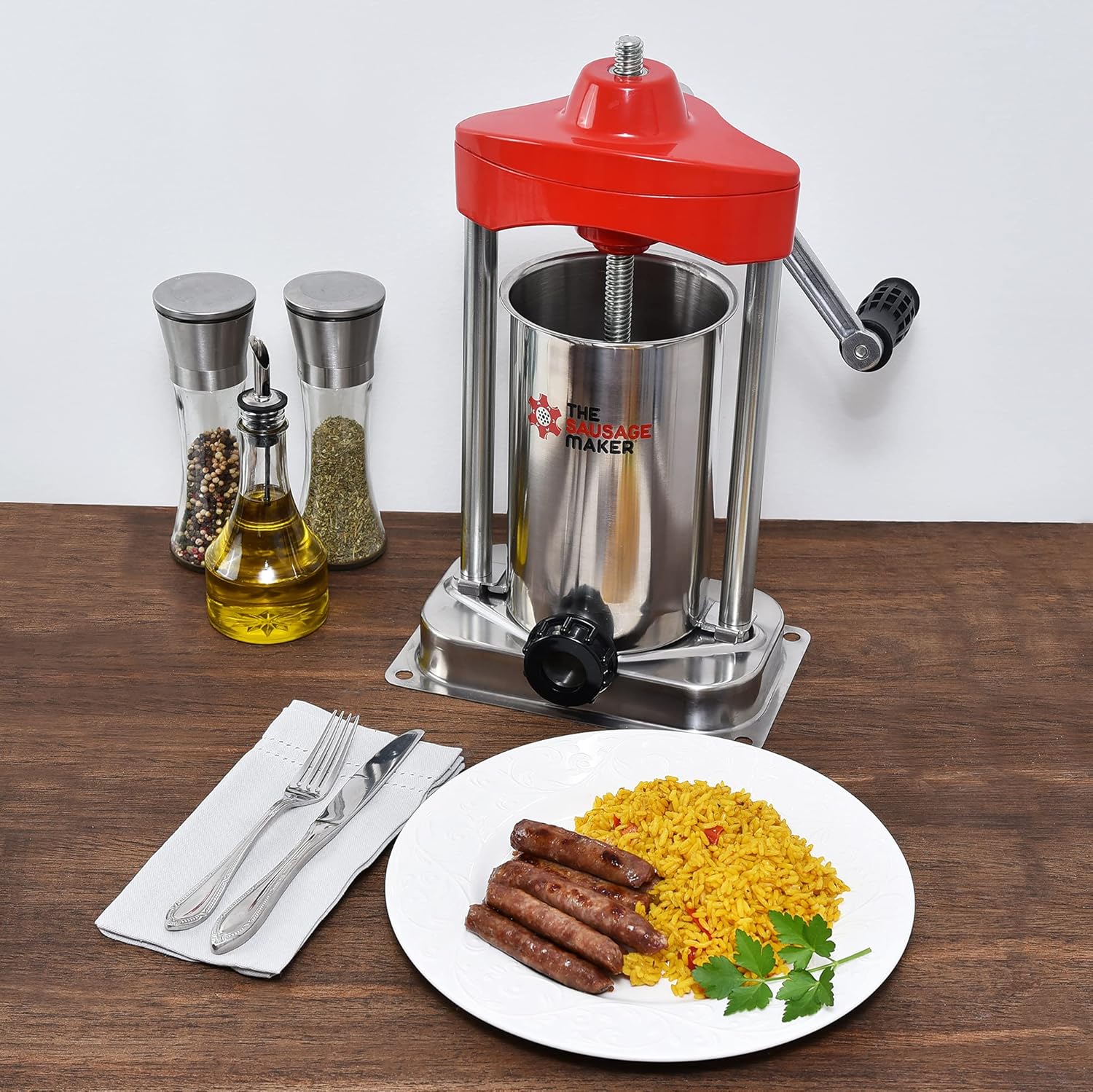 5 lb. Heavy Duty Vertical Sausage Stuffer with Stuffing Tubes T32601