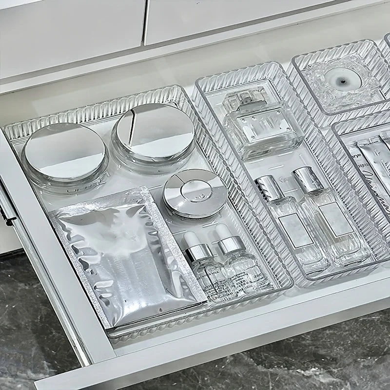 7pcs Clear Plastic Drawer Organizers Set V25913