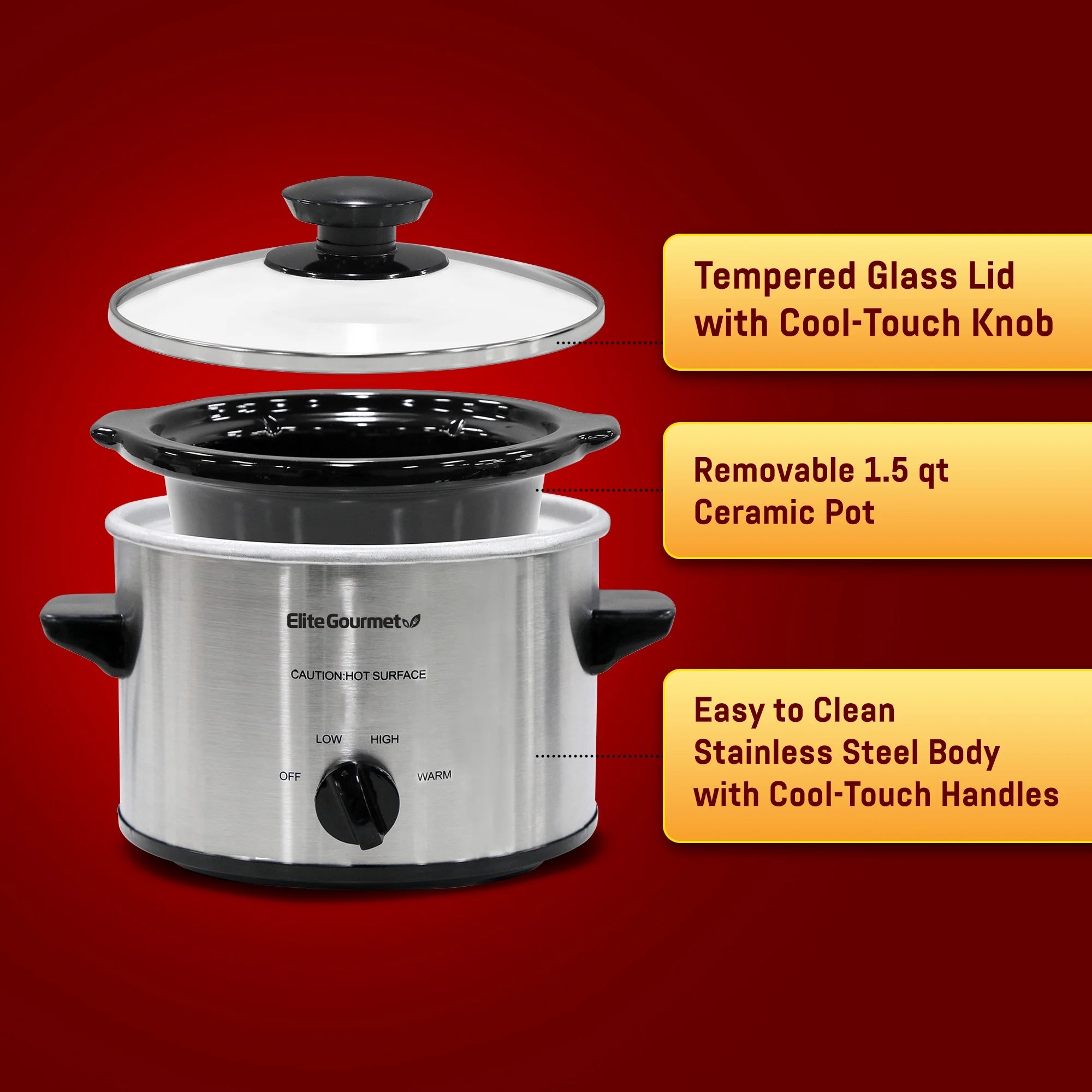 1.5-Qt. Mini Slow Cooker, Stainless Steel G102471