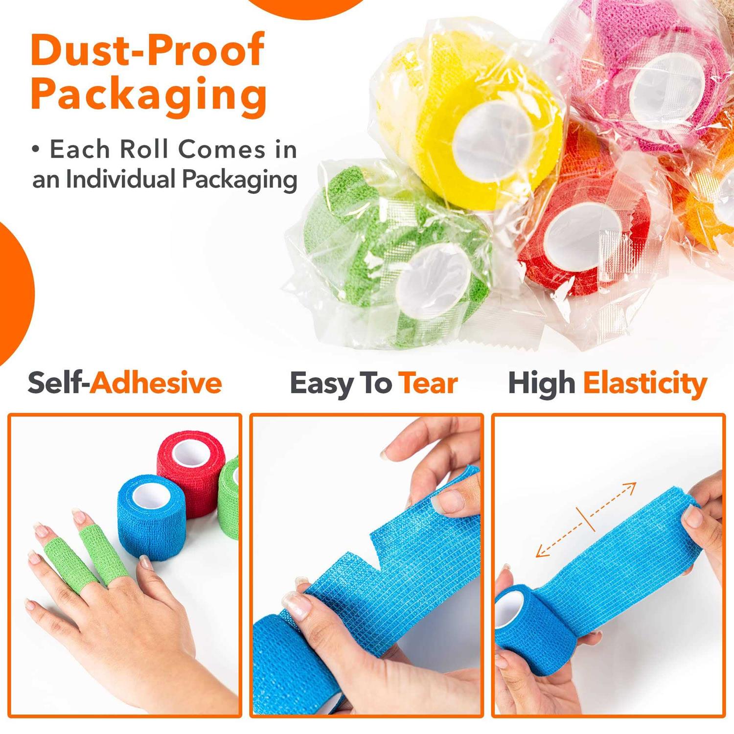 2 inch x 5 Yards Non-Woven Self Adhesive Bandage Wrap J1408