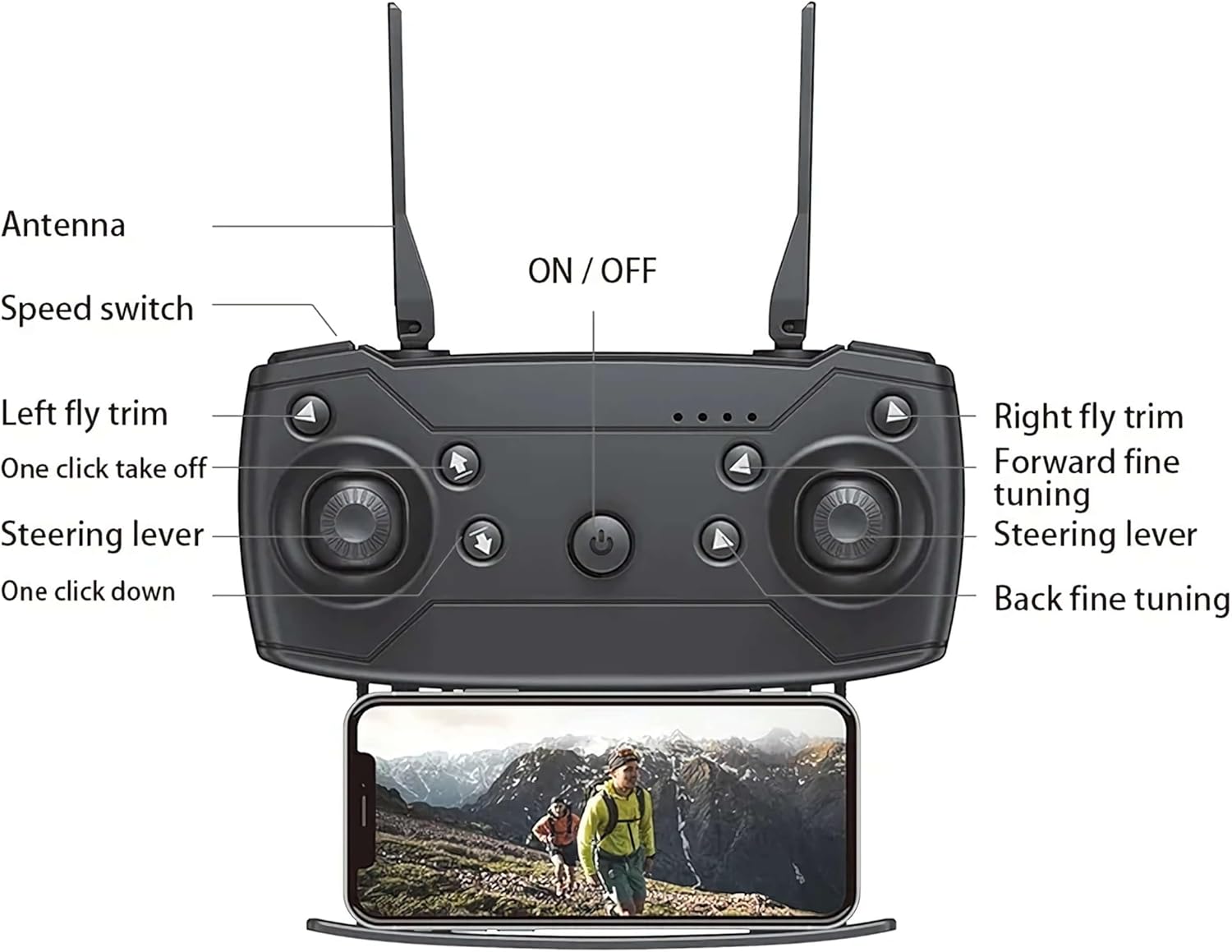 Black Foldable RC Helicopter Drone with 1080P Dual HD Camera Y4467