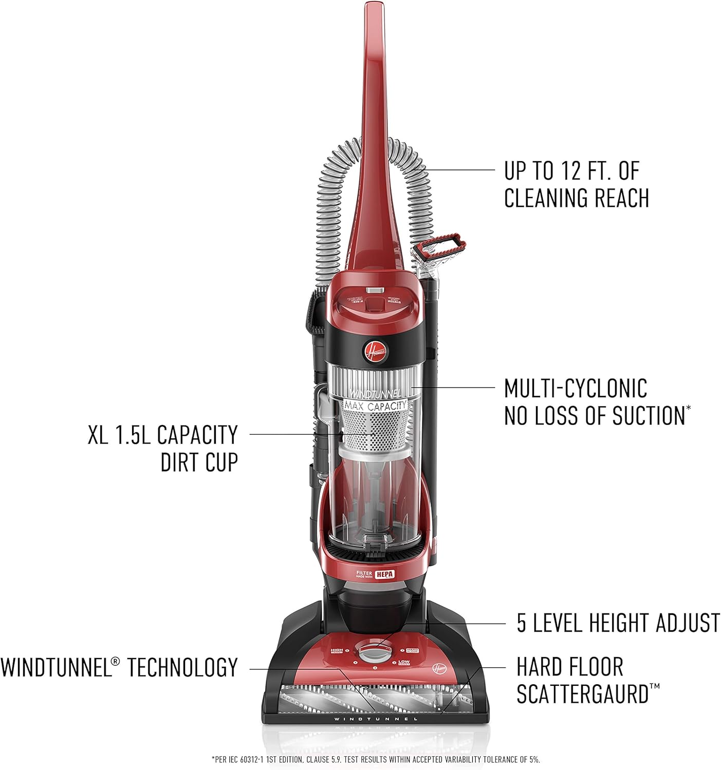 Red Upright Vacuum Cleaner with HEPA Media Filtration V22296