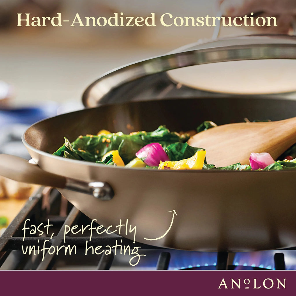 14 Inch Hard Anodized Nonstick Wok with Lid K7497