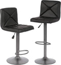 Black PU Leather Adjustable Swivel Bar Stools Set of 2 B3678