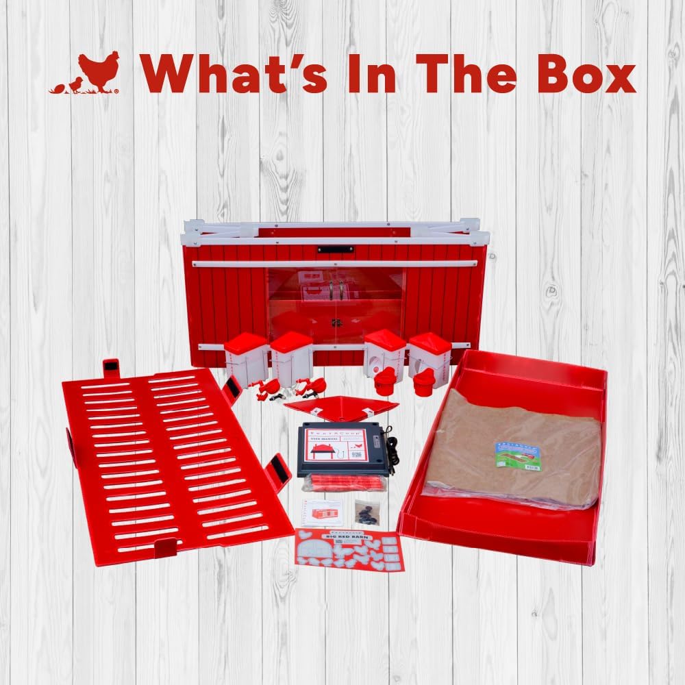 Big Red Barn Chick Brooder Set with Chick Heating Plate, Two 2.5 Pound Chick Feeders, Two 64 Ounce Chick Drinkers, and Jute Liner G33742