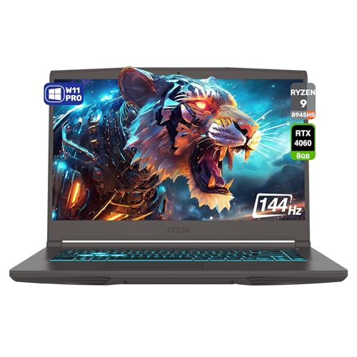 Black 15.6" FHD 144 Hz IPS Gaming Laptop with AMD Ryzen 9 8945HS, 64 GB DDR5 RAM, 2 TB PCIe SSD, Nvidia RTX 4060, Backlit Keyboard, W11 Pro E477