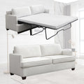 Beige Velvet Queen Size Pull Out Sofa Bed with Foam Mattress N1754