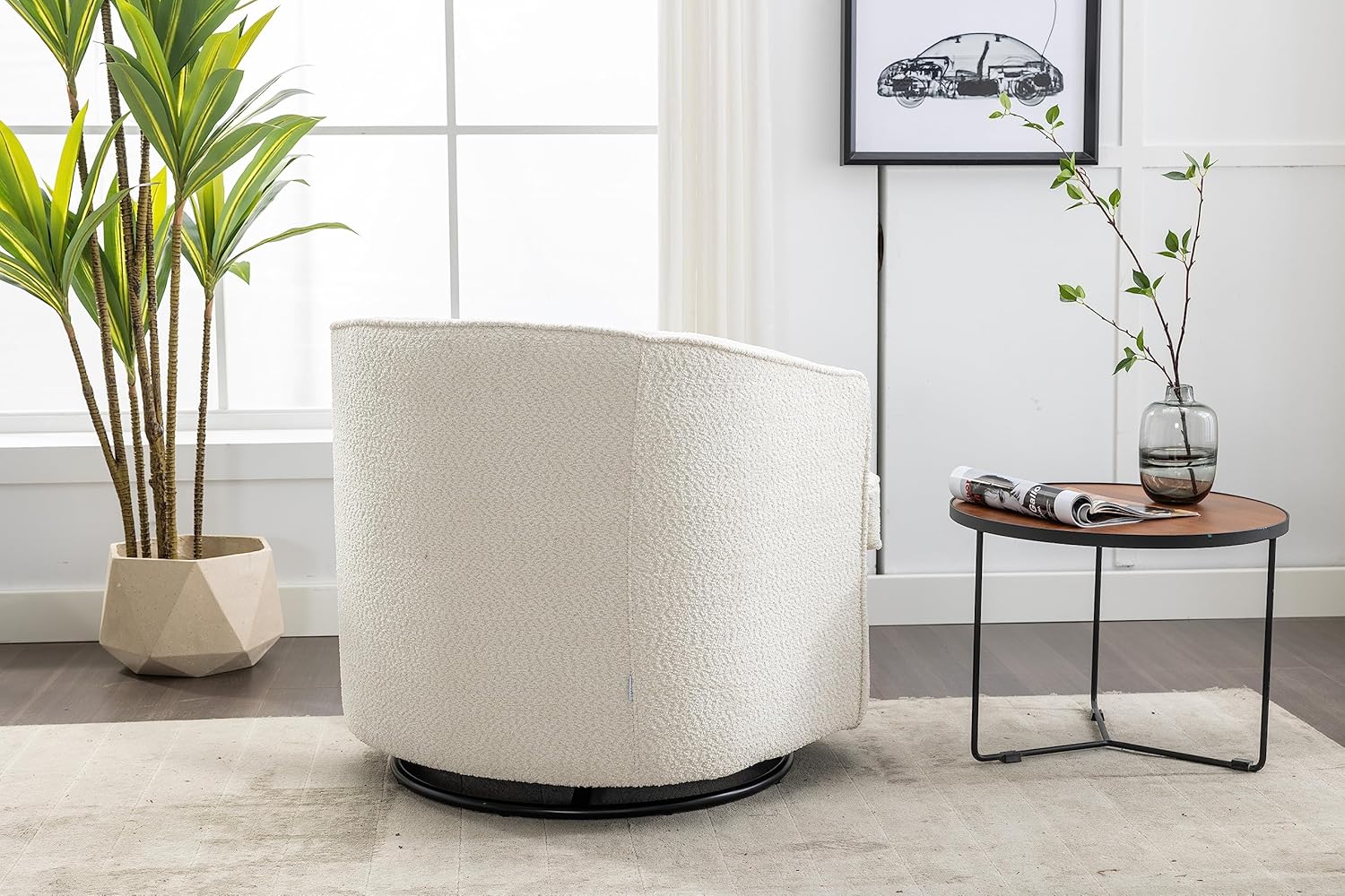 Beige Swivel Barrel Chair N22601