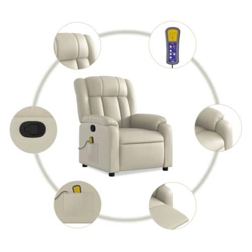 Cream Faux Leather Massage Recliner Chair R8631