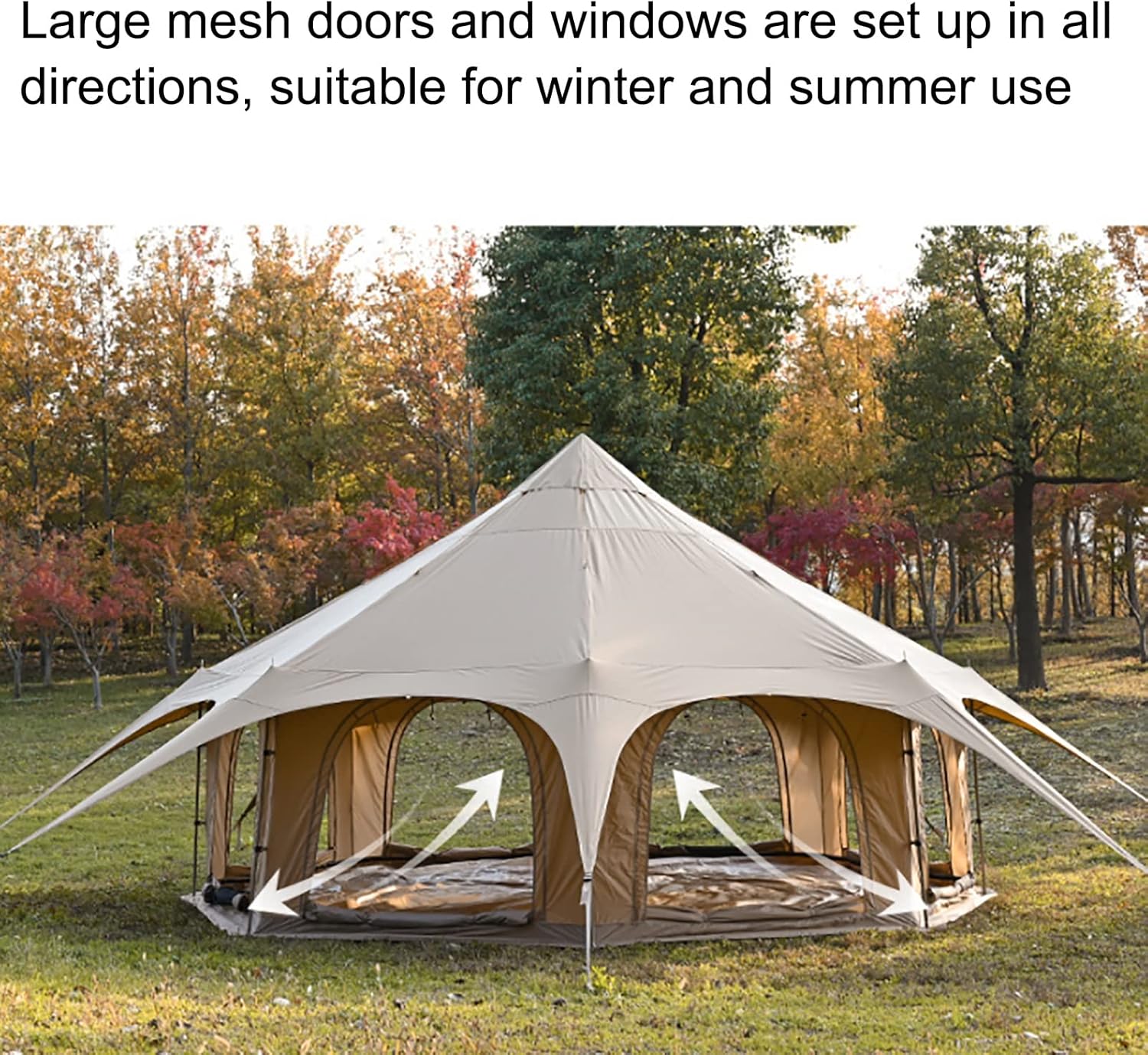 Beige 4 Season Cotton Canvas Bell Tent 8-10 Person G3772