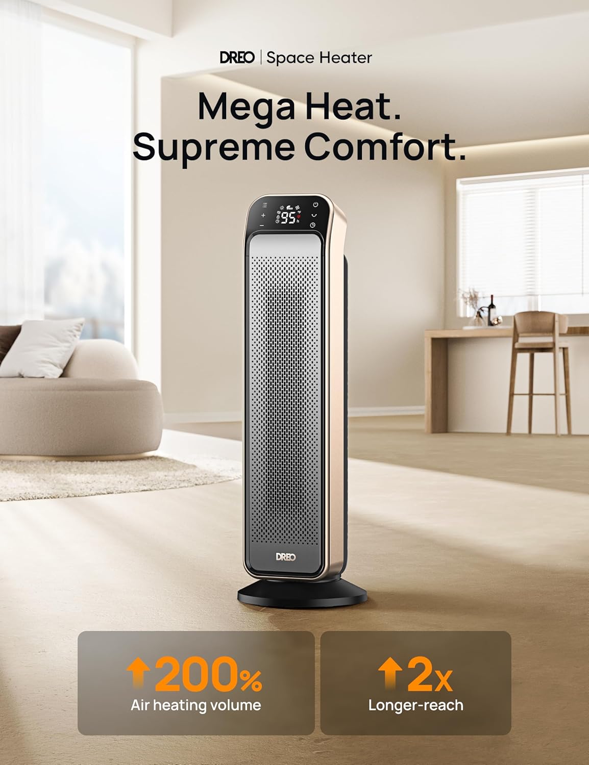70° Oscillating 25" Portable Space Heater with Remote V38419