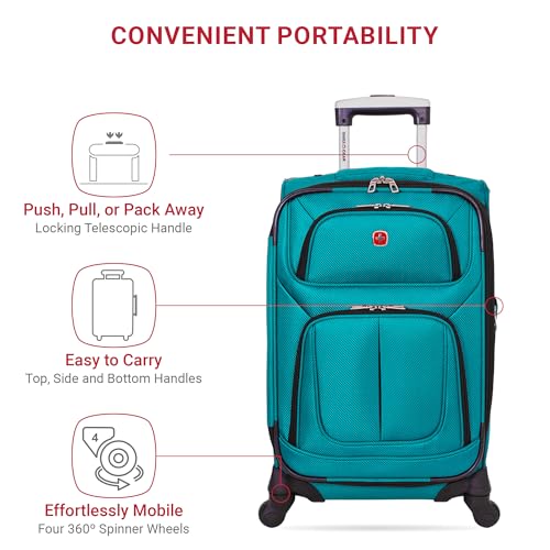 Teal 3 Piece Set Expandable Roller Luggage (21/25/29) U1776