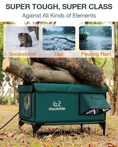 Forest Green 26"x16"x18" Insulated Outdoor Cat Shelter with Heater J2717