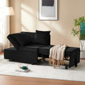 Dark Grey Velvet 4-in-1 Convertible Sofa Bed with 2 Throw Pillow R9695