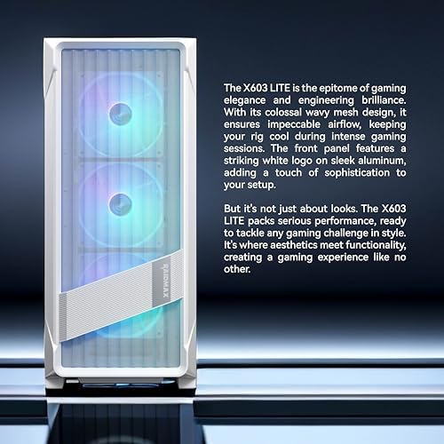 Black ATX Mid Tower PC Case with Tempered Glass I136