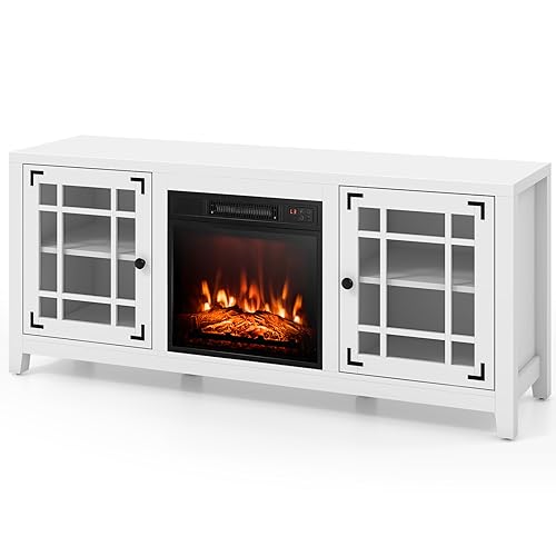 58 Inch TV Console with Electric Fireplace Insert H137