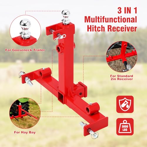 3 Point Hitch 2 inch Receiver Tow Drawbar Adapter X7609