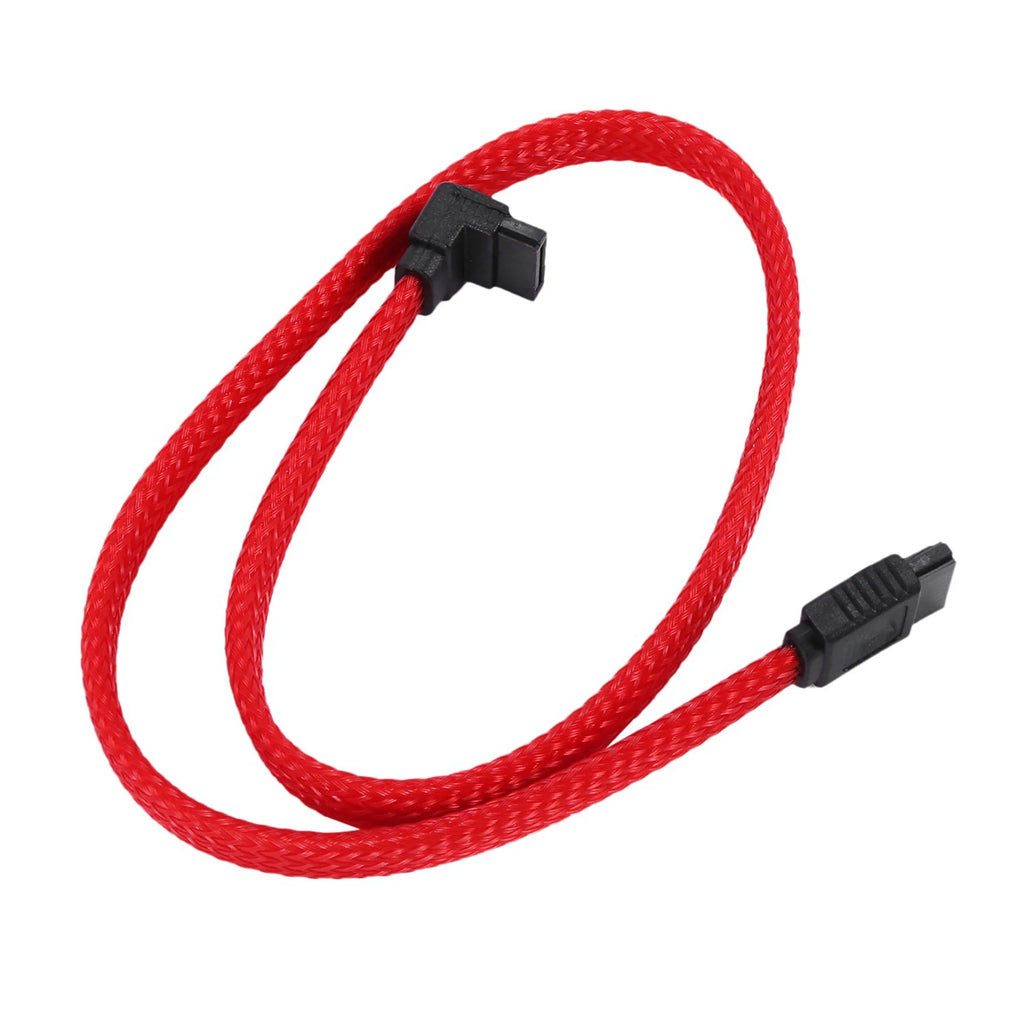 5x 3.0 SATA3 7Pin Data Cable Right Angle 6Gb/S SSD Cables with Nylon Sleeved 50CM H97918