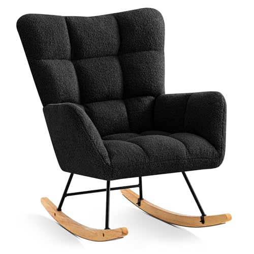 Pink Faux Fur Upholstered Rocking Chair O2794