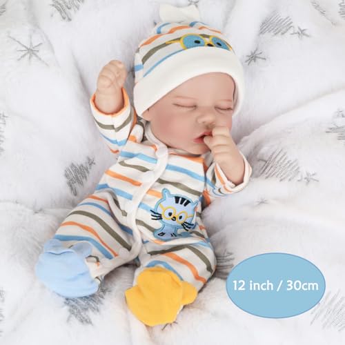12 Inch Full Body Vinyl Realistic Sleeping Newborn Baby Doll Q69283