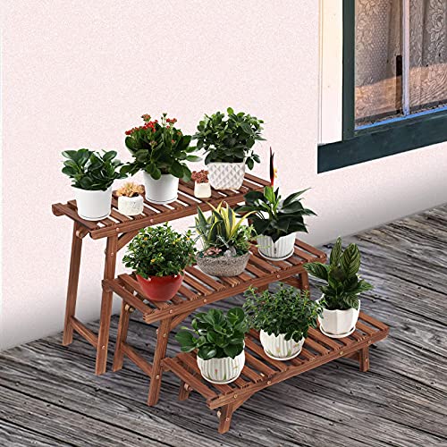 3 Tier Ladder Shelf Wood Plant Stand L31255