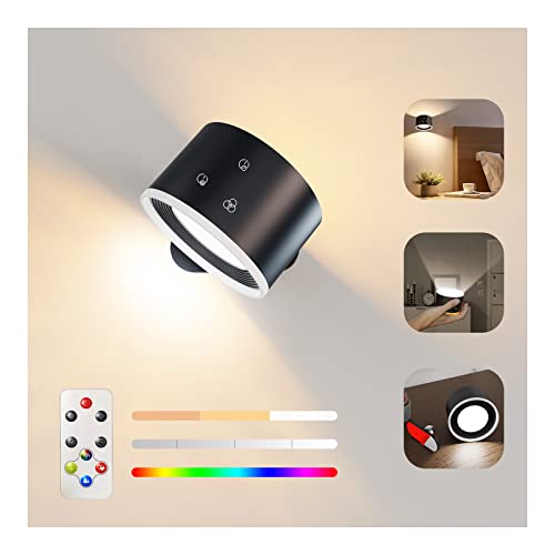 LED Wall Sconces with Rechargeable Battery Operated Dim 3 Brightness Removable Charging 360° Rotate Magnetic Ball Cordless Wall Light X4668