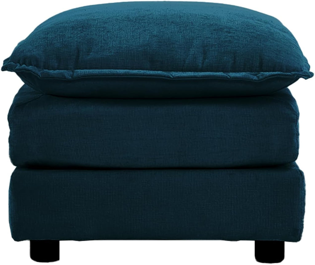 Blue Chenille Fabric Ottomans Footrest H3249