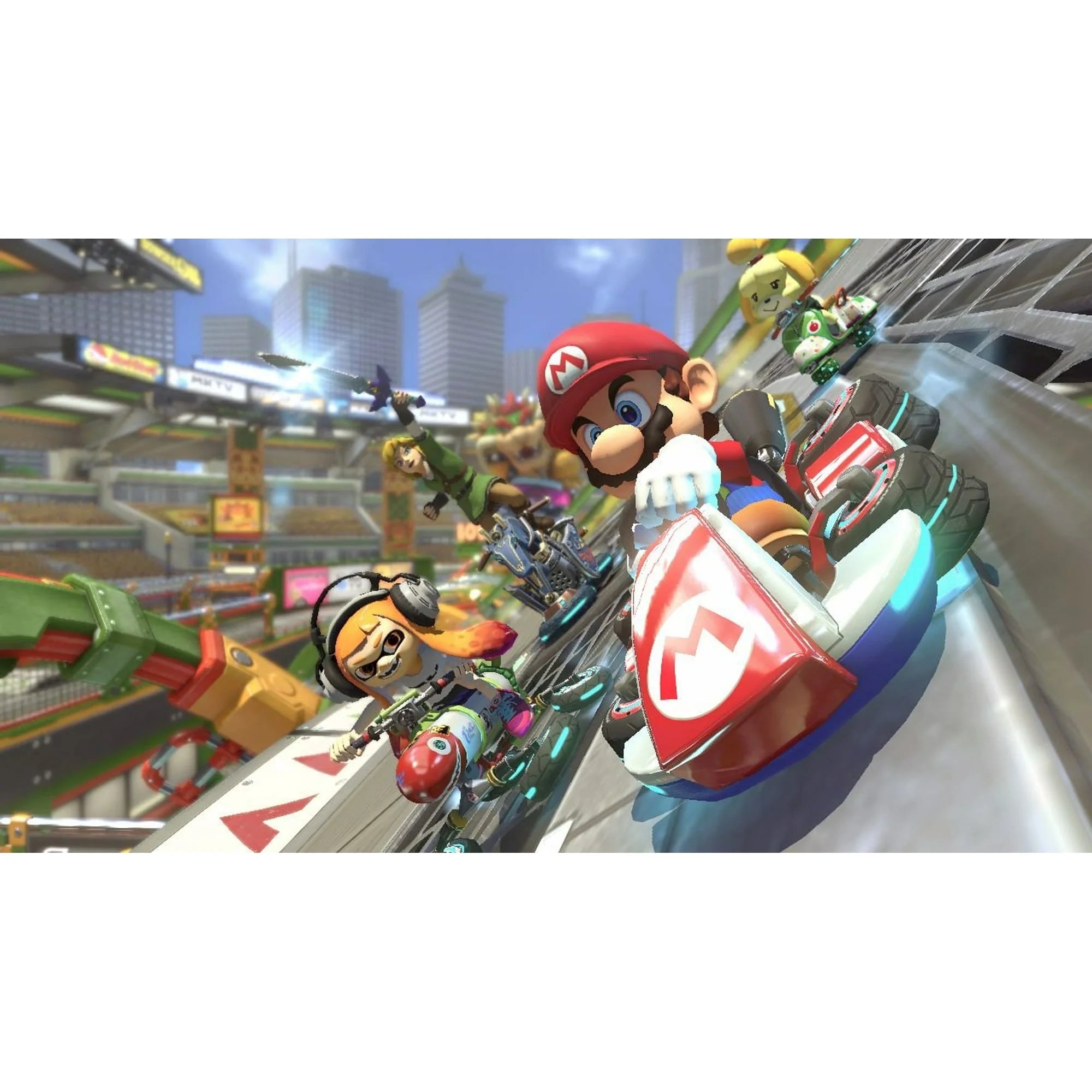 OLED Mario Red Edition Nintendo Switch with Mario Kart 8 Deluxe and Screen Cleaning Cloth Bundle X718238