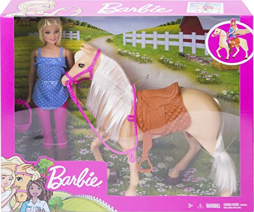 Blonde Fashion Doll in Riding Outfit & Light Brown Horse with Saddle, Bridle & Reins X707