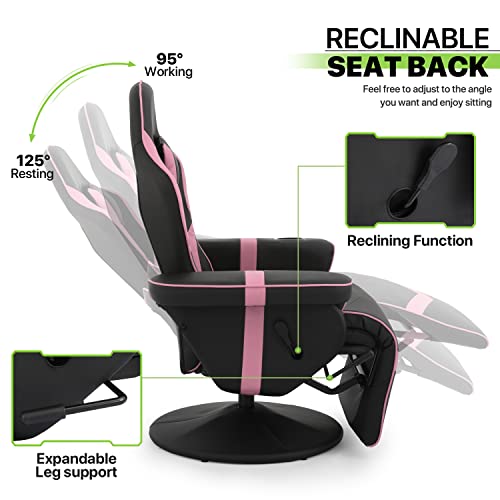 Grey PU Leather Swivel Gaming Recliner Chair with Adjustable Backrest Y167