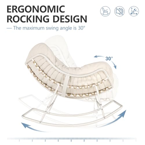 Oversized Egg Wicker Rocking Chair with Cushion - Gray R31108
