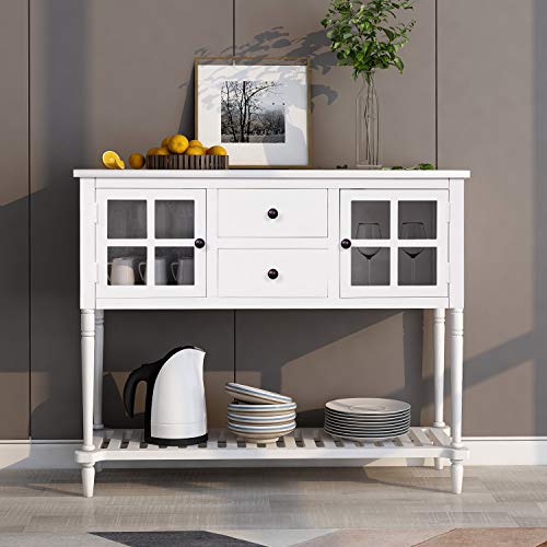 Antique Navy Buffet Sideboard Console Table with 2 Storage Drawers, 2 Cabinets & 1 Bottom Shelf H929368