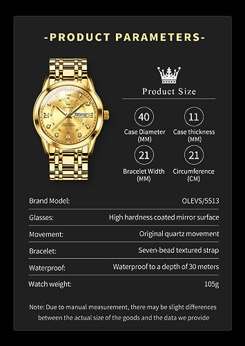 Mens Diamond Quartz Stainless Steel Waterproof Luminous Day Date Watch M893697