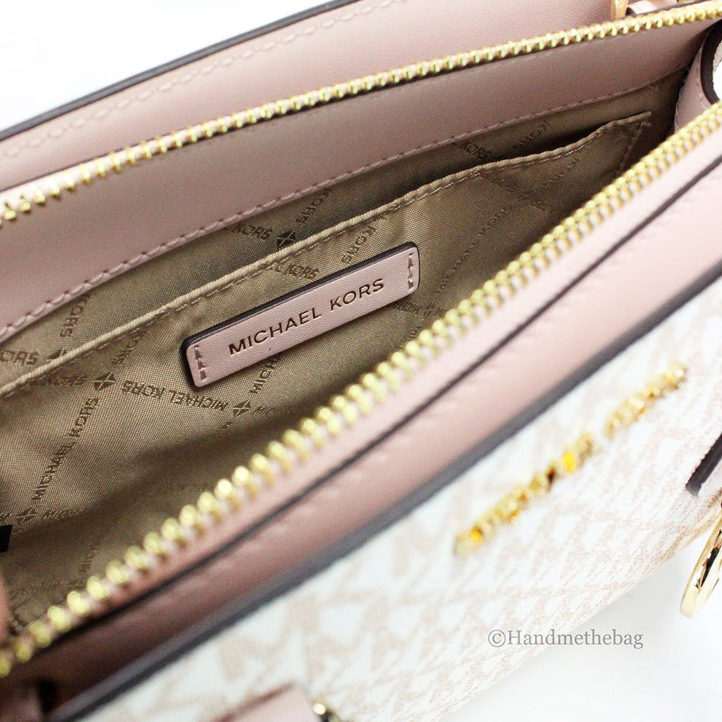 White Rose Gold PVC Satchel Purse Bag Y634