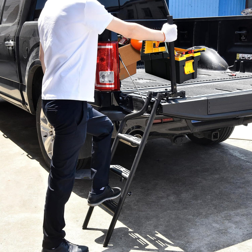 Heavy Duty Folding Pickup Truck Tailgate Ladder with Handrail Y458