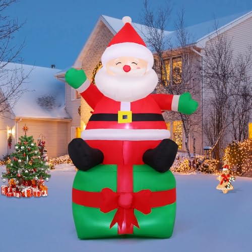 7 FT Christmas Inflatables Santa Blow Up Inflatable with Built-in LEDs N304