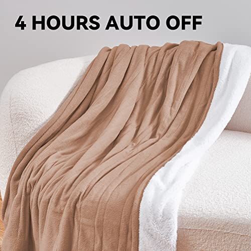 Gray 50"x 60" Electric Fleece Sherpa Heated Blanket Throw Z300